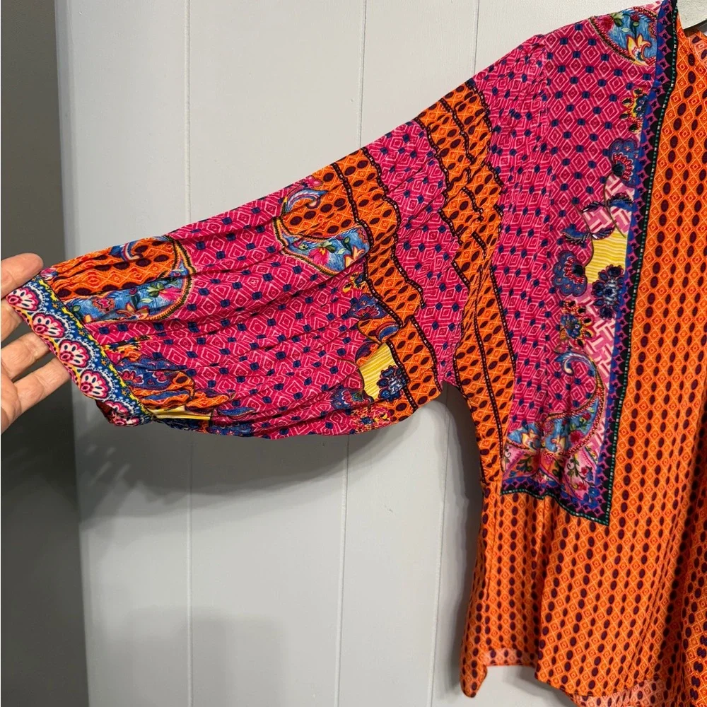 Banana By Jyoti Viscose Emilia Peasant Vibrant Multicolor Oversize With Beads L - Picture 6 of 9